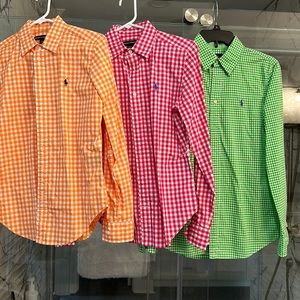 Polo Gingham shirts, size 10 - three colors available:  orange, pink, green